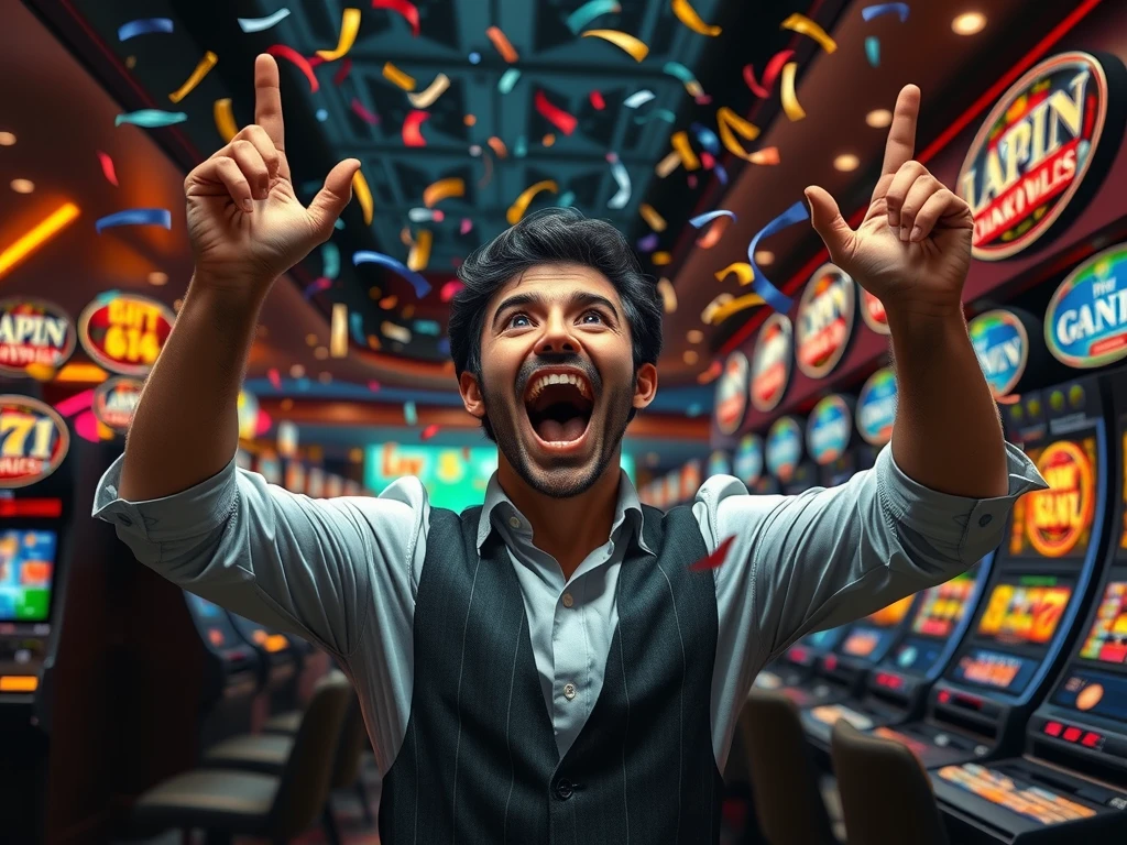 Excited gambler celebrating win at Caliente Casino